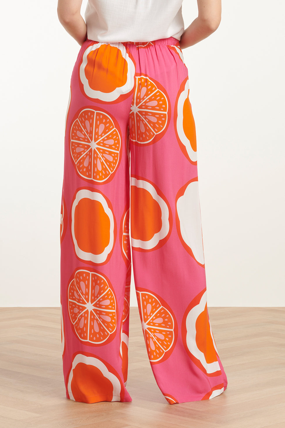 25027 Wide-Leg Broek Met Fruitprint | Pink-Multicolour