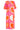 25028 V-Neck Midi Jurk Met Ballonmouwengrafisch Fruitprint | Pink - Muticolour