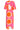 25028 V-Neck Midi Jurk Met Ballonmouwengrafisch Fruitprint | Pink - Muticolour