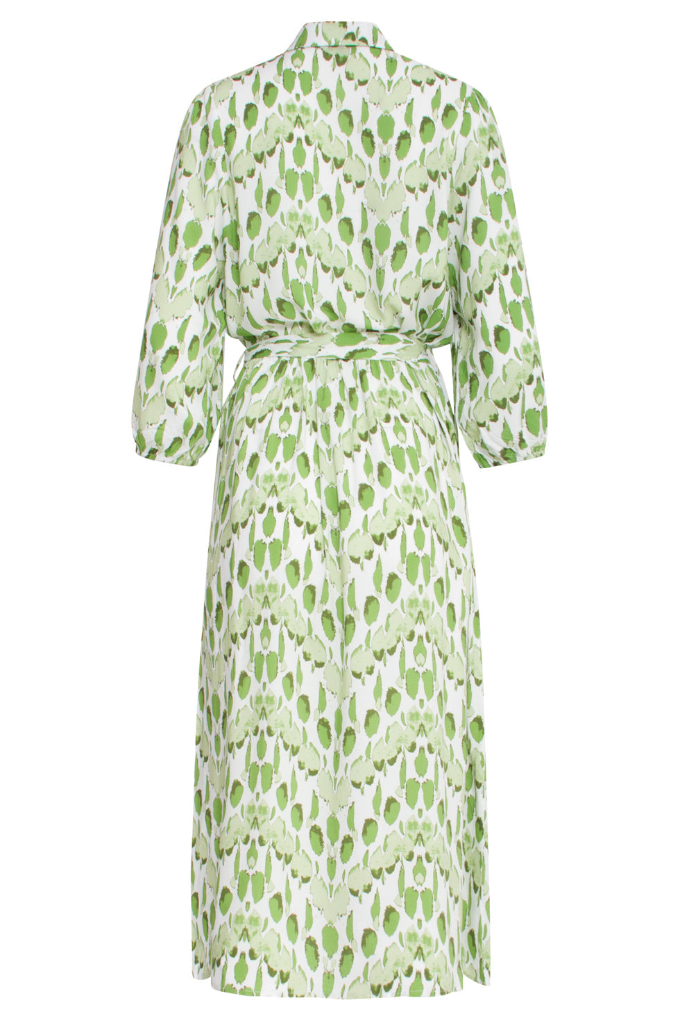 25032 V-Hals Midi Jurk Met Slangenprint | White-Light Green