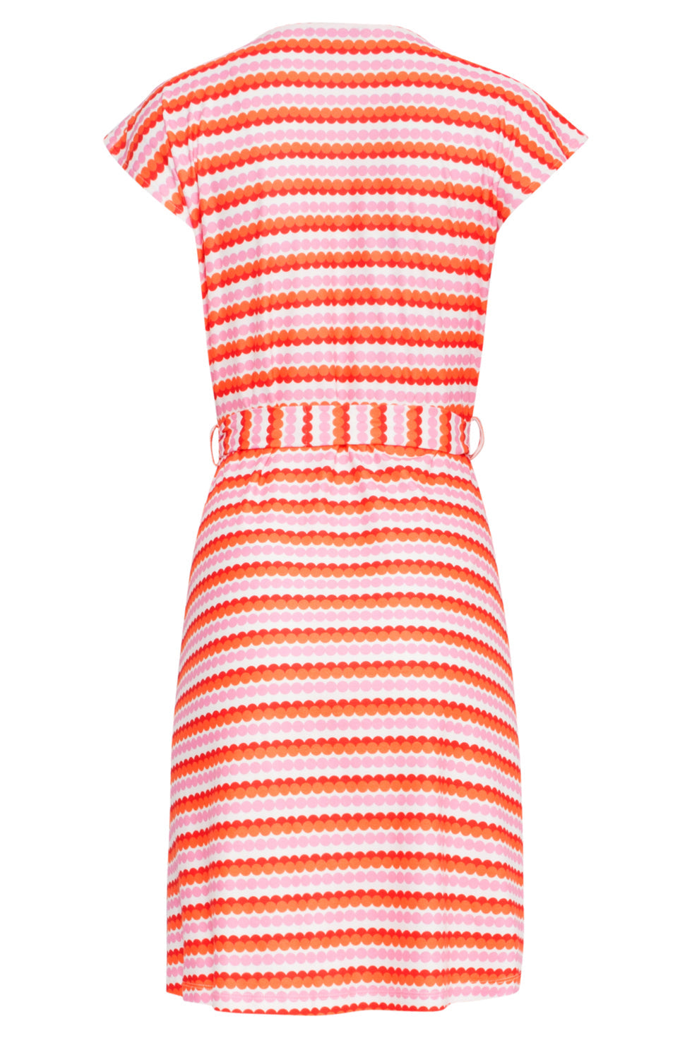 25037 V-Hals Overlapped Korte Jurk Met Grafische Dots, | Muticolour