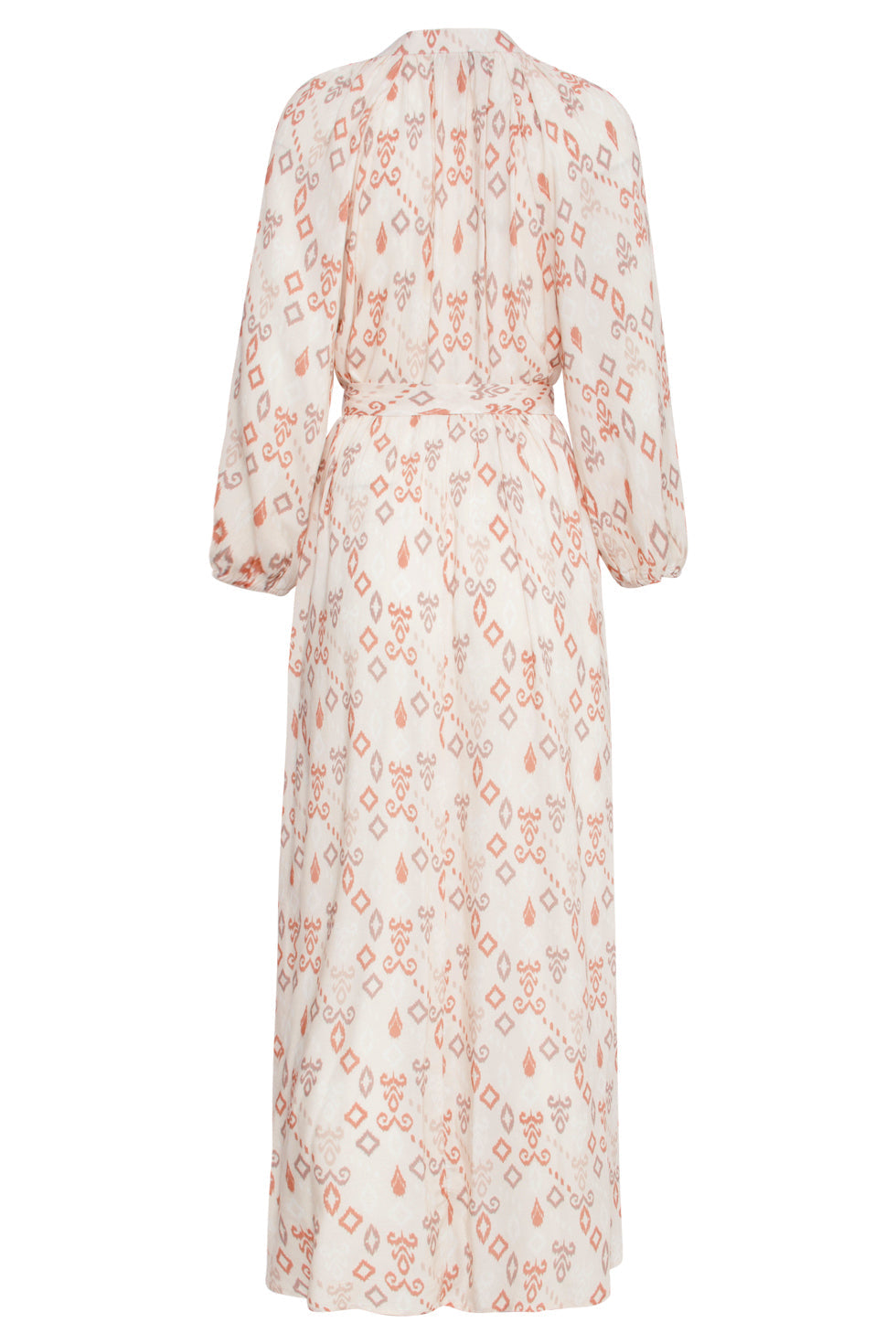 25042 Lichte Maxi Jurk Met V-Halsaztec Print-Nude Tinten | Sand-Multicolour