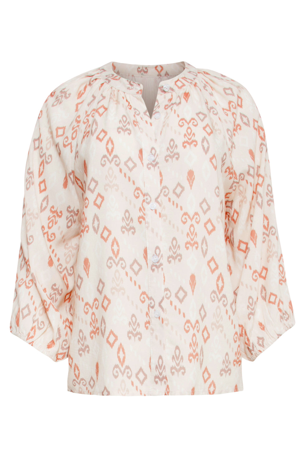 25043 V-Hals Blouse Met Aztec Printnude Tinten | Sand-Multicolour