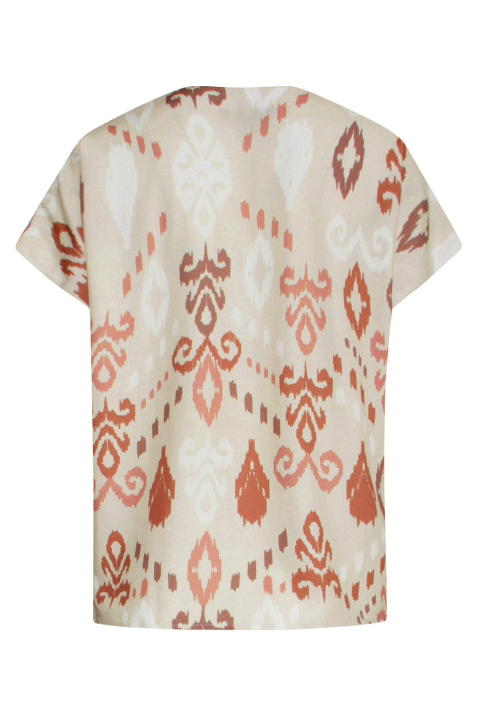 25045 V-Hals Paneel Top Met Een Groot Aztec Print-Nude Tinten | Sand-Multicolour