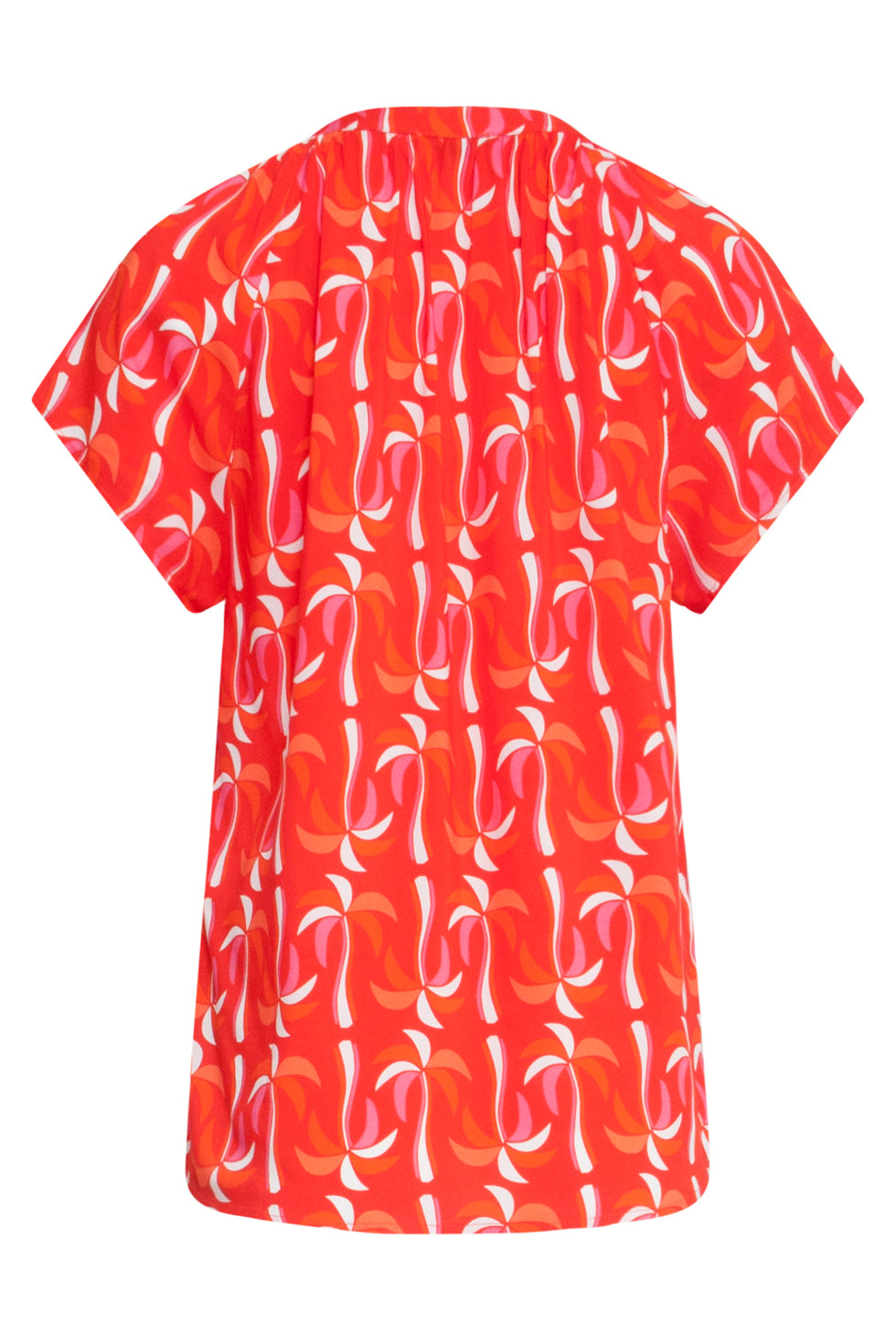 25055 Top Met V-Halspalmprint | Red-Multicolour