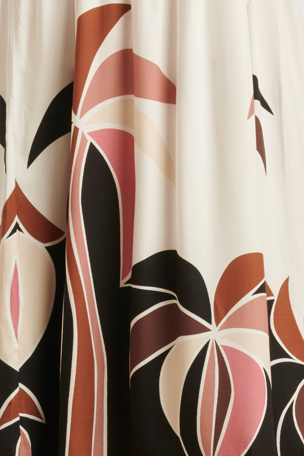 25057 Off White Flowy Maxi Jurk Met Mauve Palm Print | Sand-Multicolour