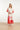 25058 Off White Flowy Maxi Jurk Met Helder Palm Print | Red - Muticolour