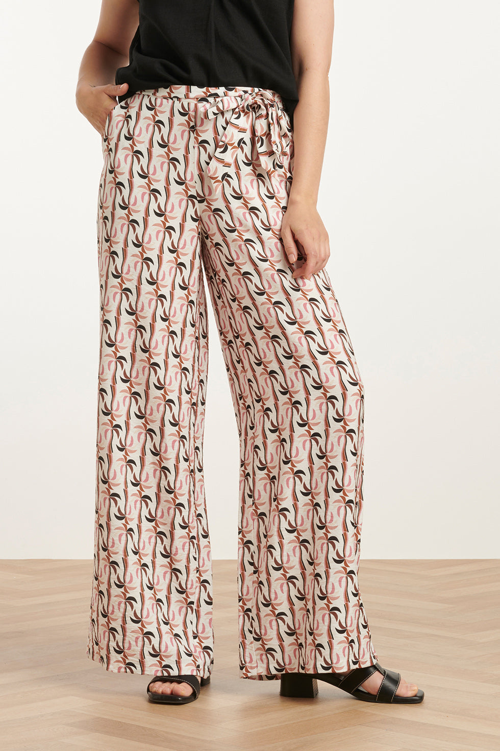 25059 Marocain Broek Met Palmprint | Sand - Muticolour