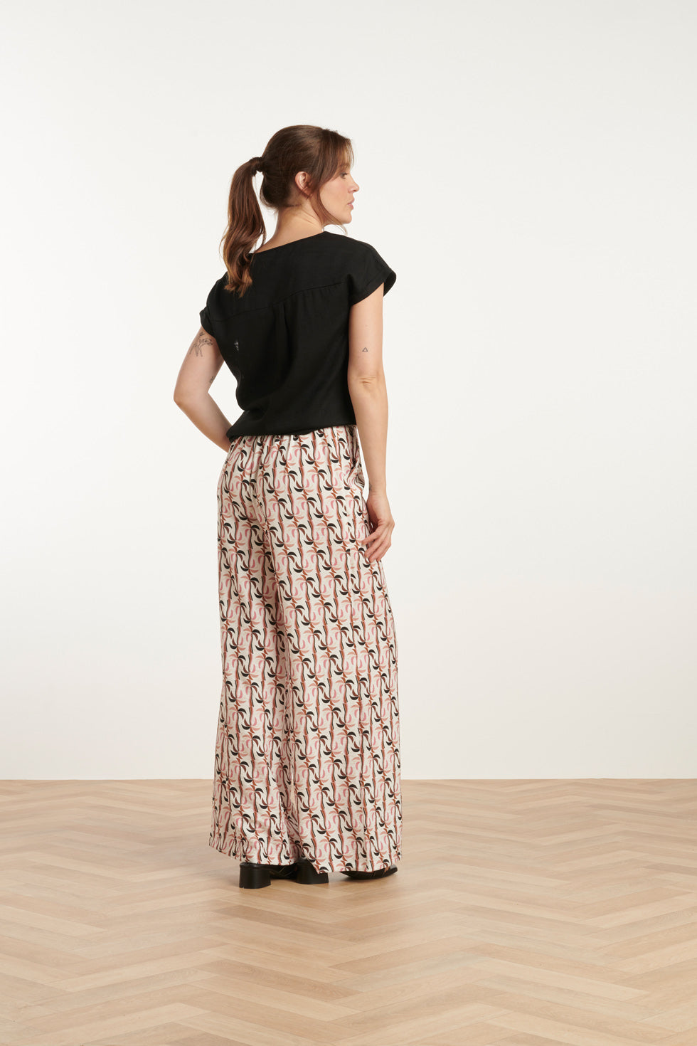 25059 Marocain Broek Met Palmprint | Sand - Muticolour