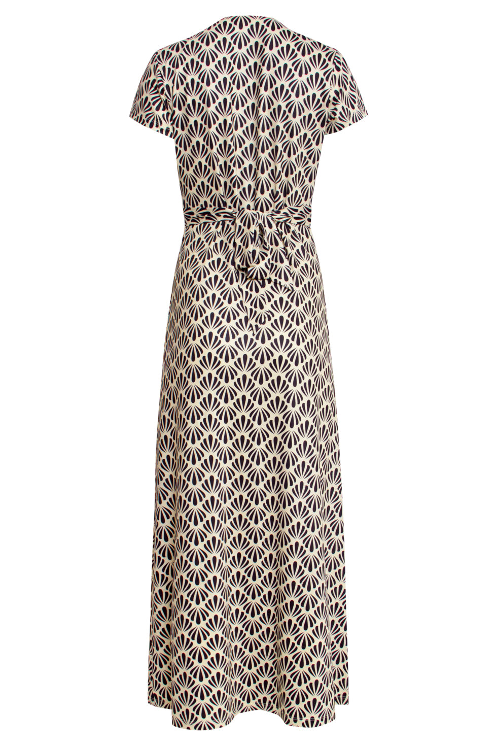 25063 E Schelpenprint Maxi-Jurk | Offwhite-Black