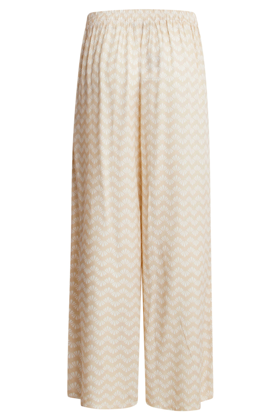 25064 Wijde Broek Met Schelp Zigzagprint | Sand-White
