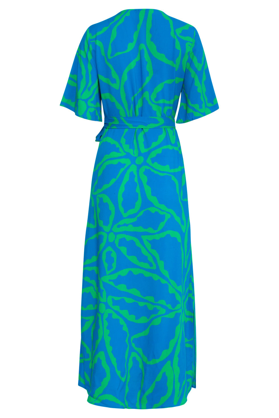 25068 Maxi Jurk Met Grafische Bloemenprintfelgras | Cobalt-Green