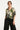 25071 Leaf Print Chiffon Top Met V-Halsflared Mouwen | Green - Muticolour