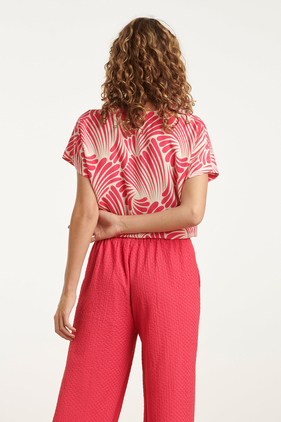 25073 Top Met Grafisch Print | Pink-White