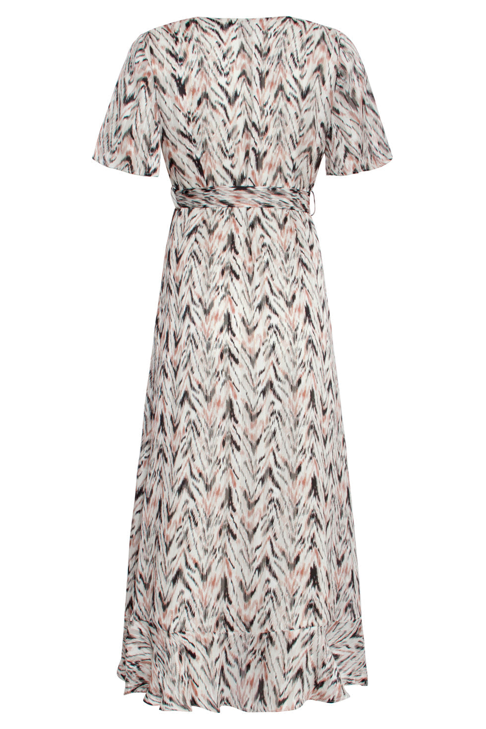 25078 Chiffon Overlap Maxi Jurk Met , Graphic Print | Off-White-Multicolour