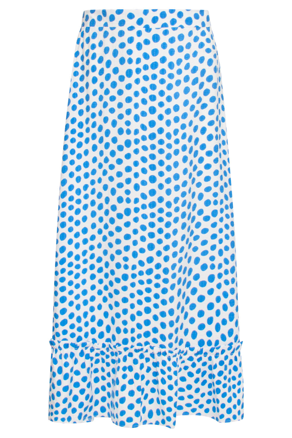 25085 Zomer Maxi Rok Met Polkadots | White-Cobalt Blue