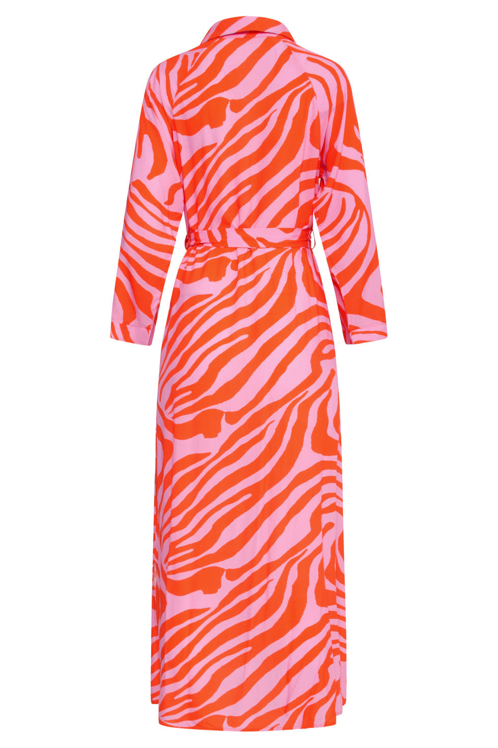 25086 Summer Maxi Shirt Jurk Met Dierenprint | Pink-Orange