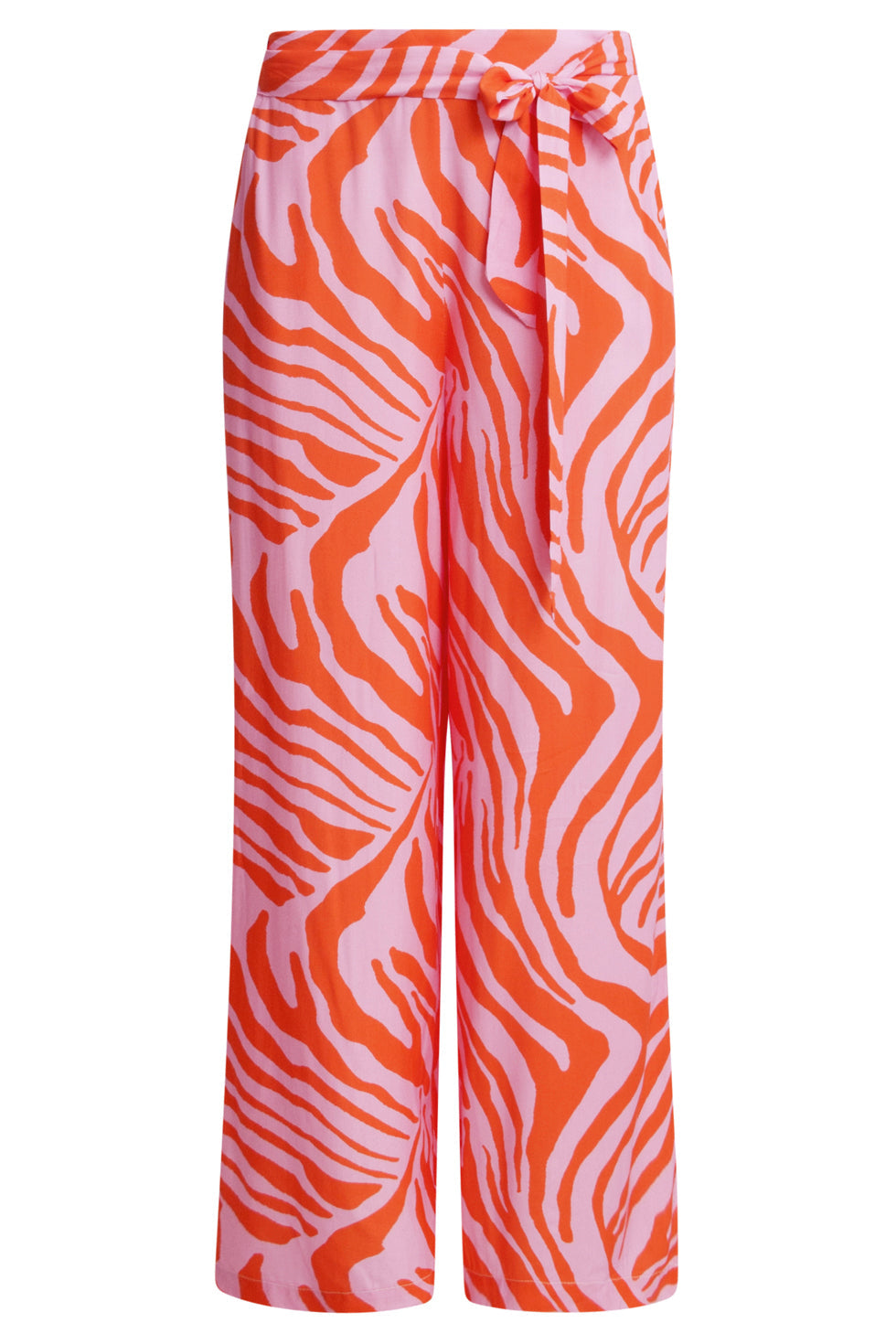 25087 Wide Pants Met Dierenprint | Pink-Orange