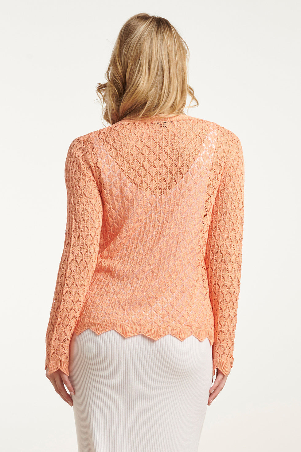 25095 Perzische Crochet Gebreide Cardigan | Peach