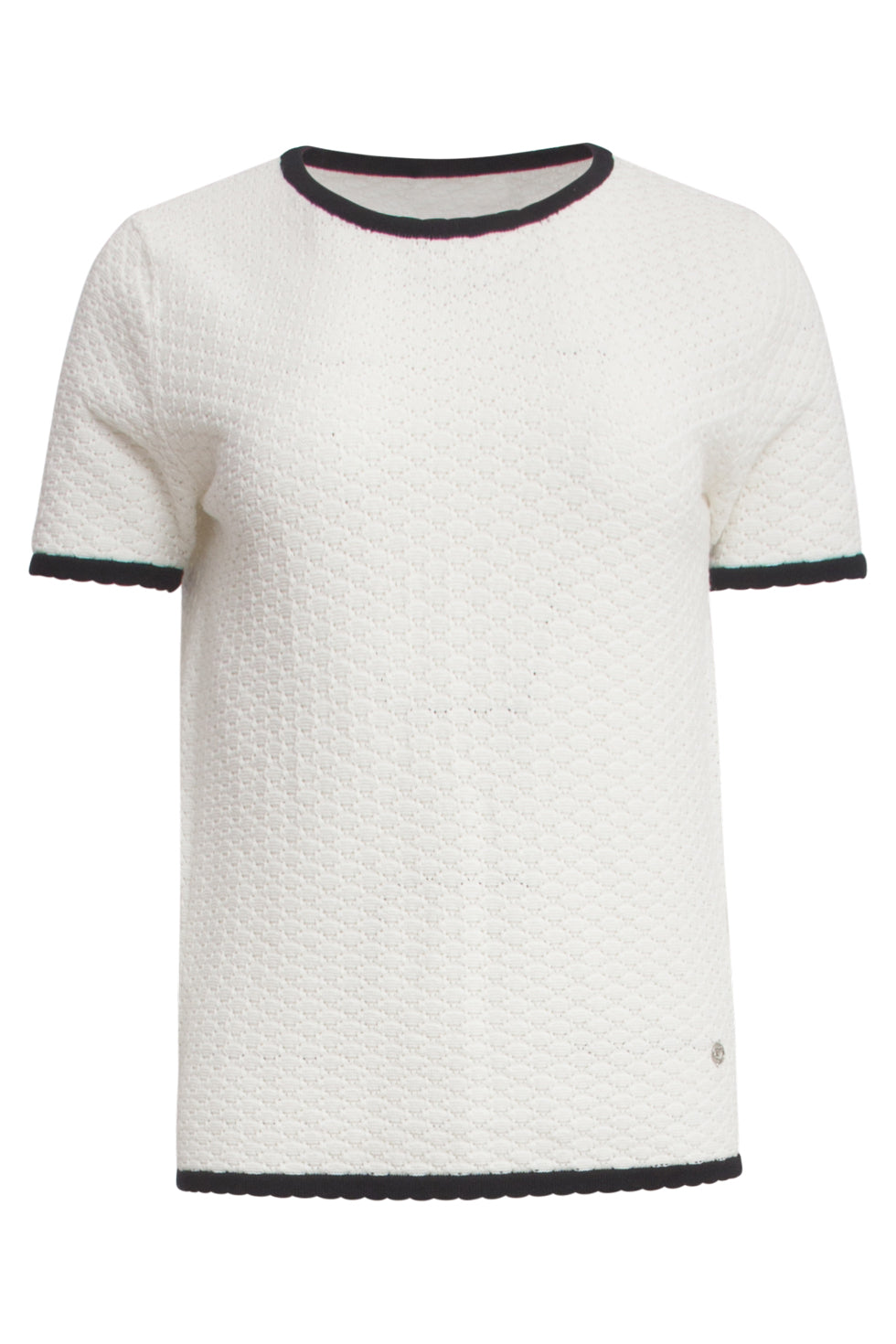 25096 Gebreid Top Met e Contrastafwerking | Off White - Black