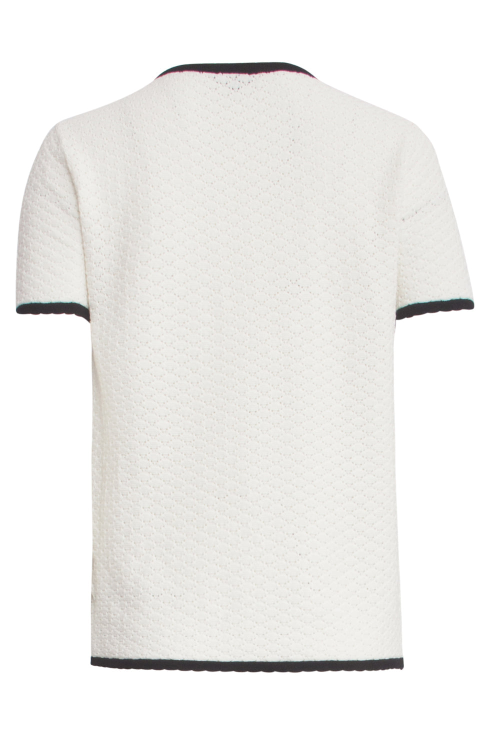 25096 Gebreid Top Met E Contrastafwerking | Offwhite-Black