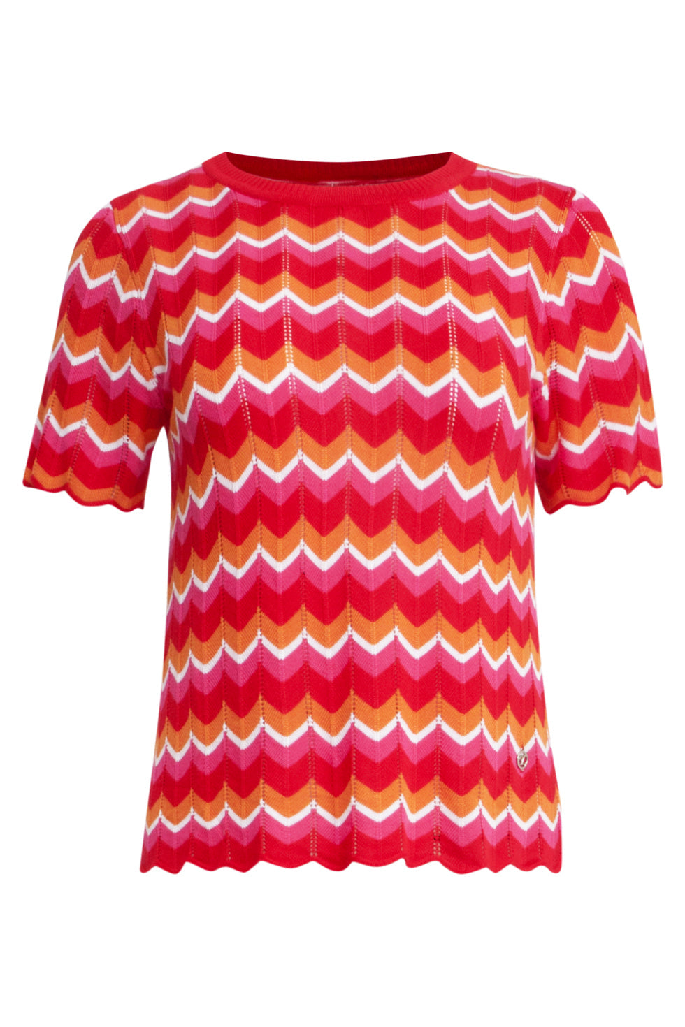 25097 Multicoloured Zigzag Knitted Top | Red-Multicolour