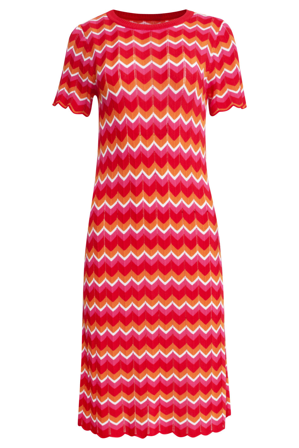 25098 Multicoloured Zigzag Knitted Jurk | Red-Multicolour