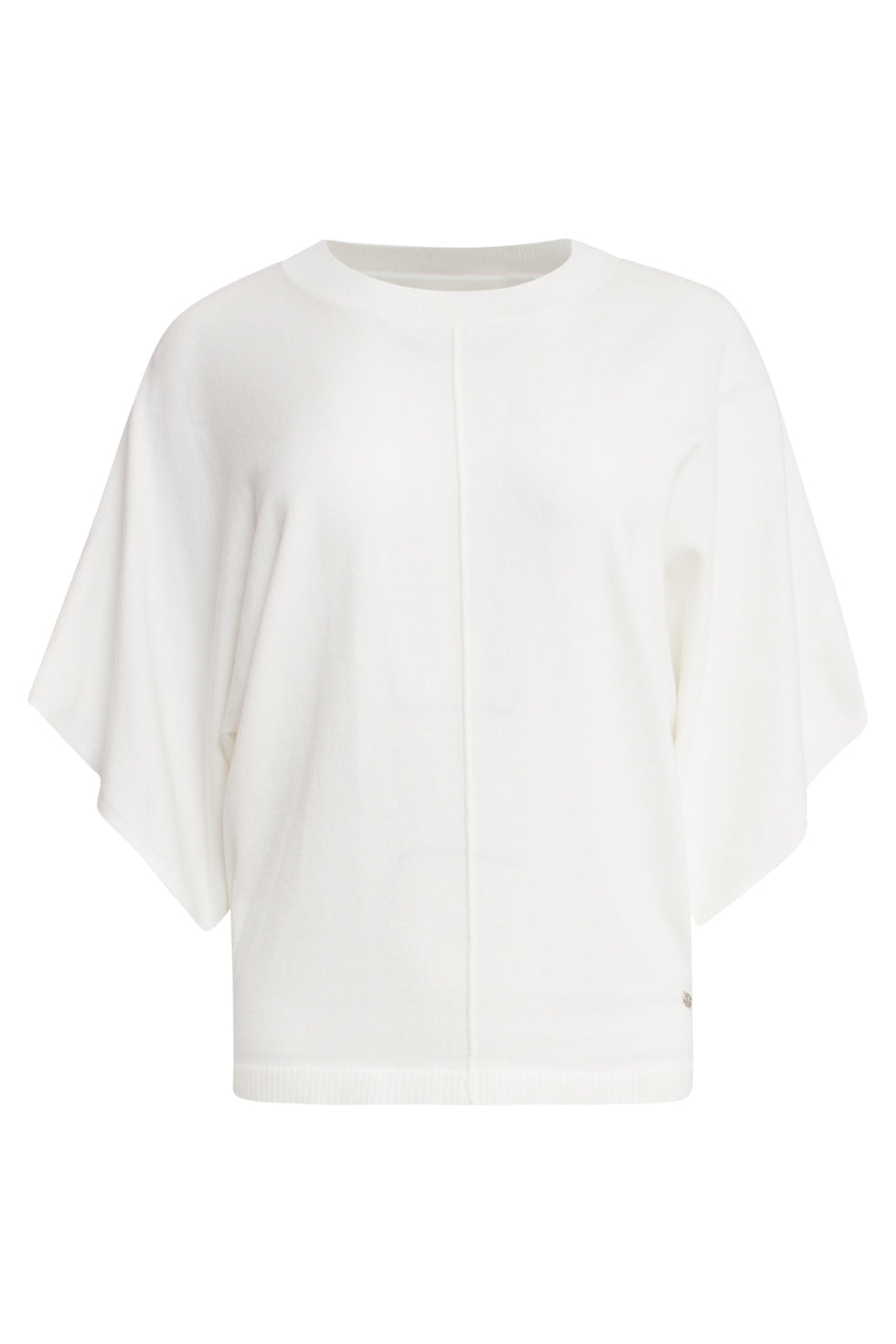 25103 Loose Knitted Top Met 3/4 Kimono Mouwen | White