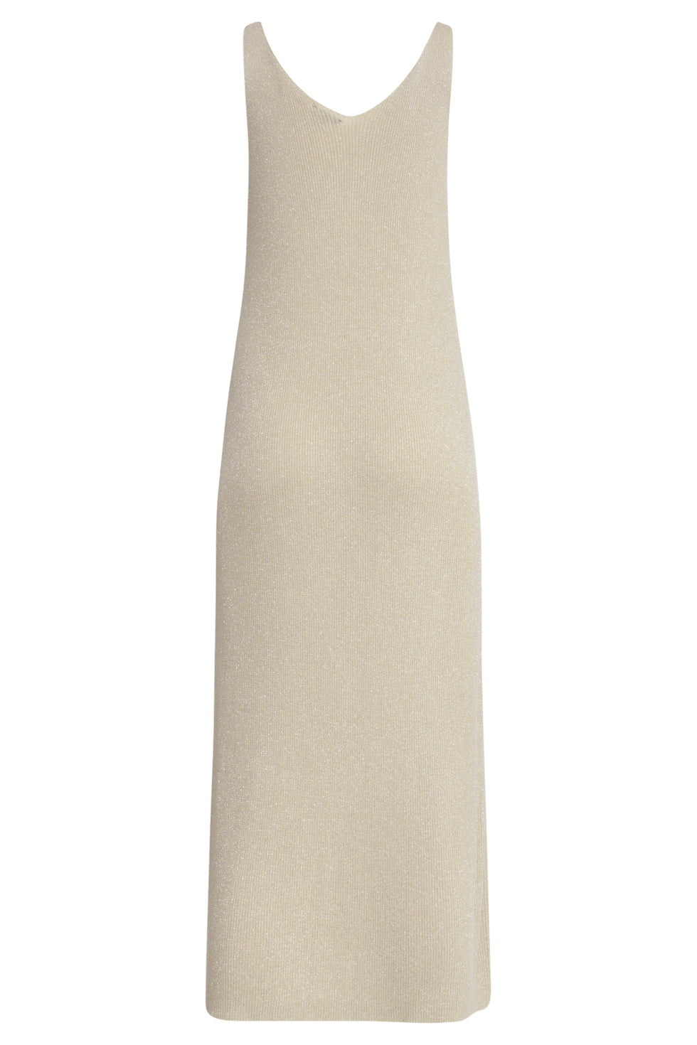25106 Lurex Gebreide Strappy Midi-Jurk | Sand