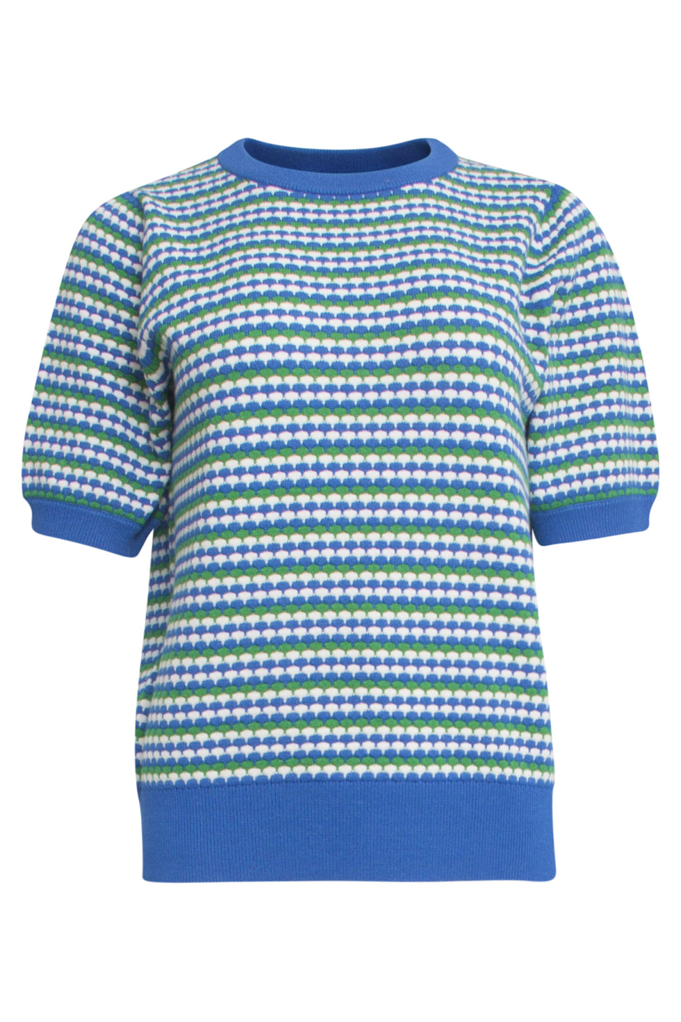 25108 Gebreide Top Met Puffy Mouwenkobalt, Fel | Cobalt-Green
