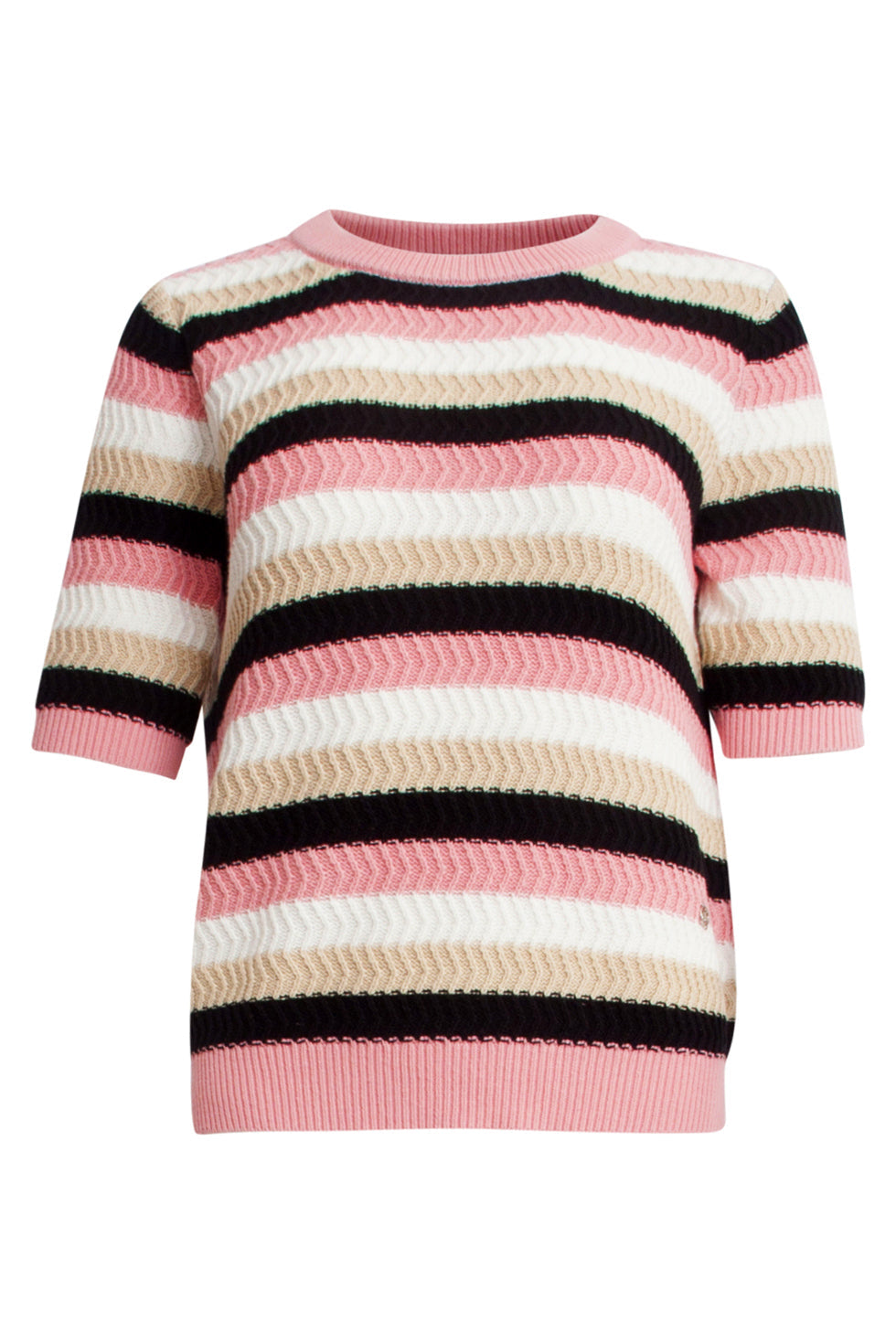 25109 Gebreide Trui Met , Colourblock | Old Pink-Multicolour