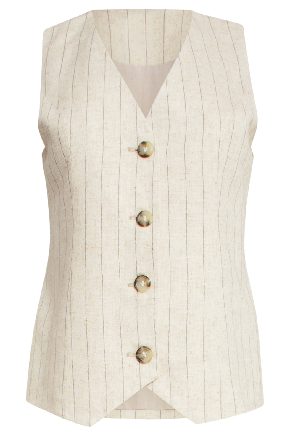 25128 Linnen Waistcoat | Sand-Black