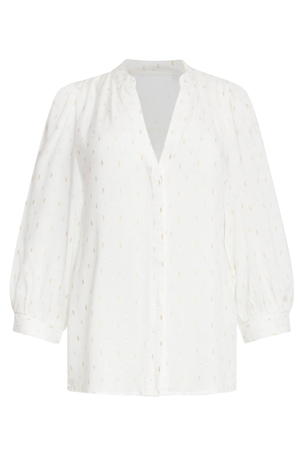 25133 Off White Lurex Dotted Blouse | Off White- Metallic