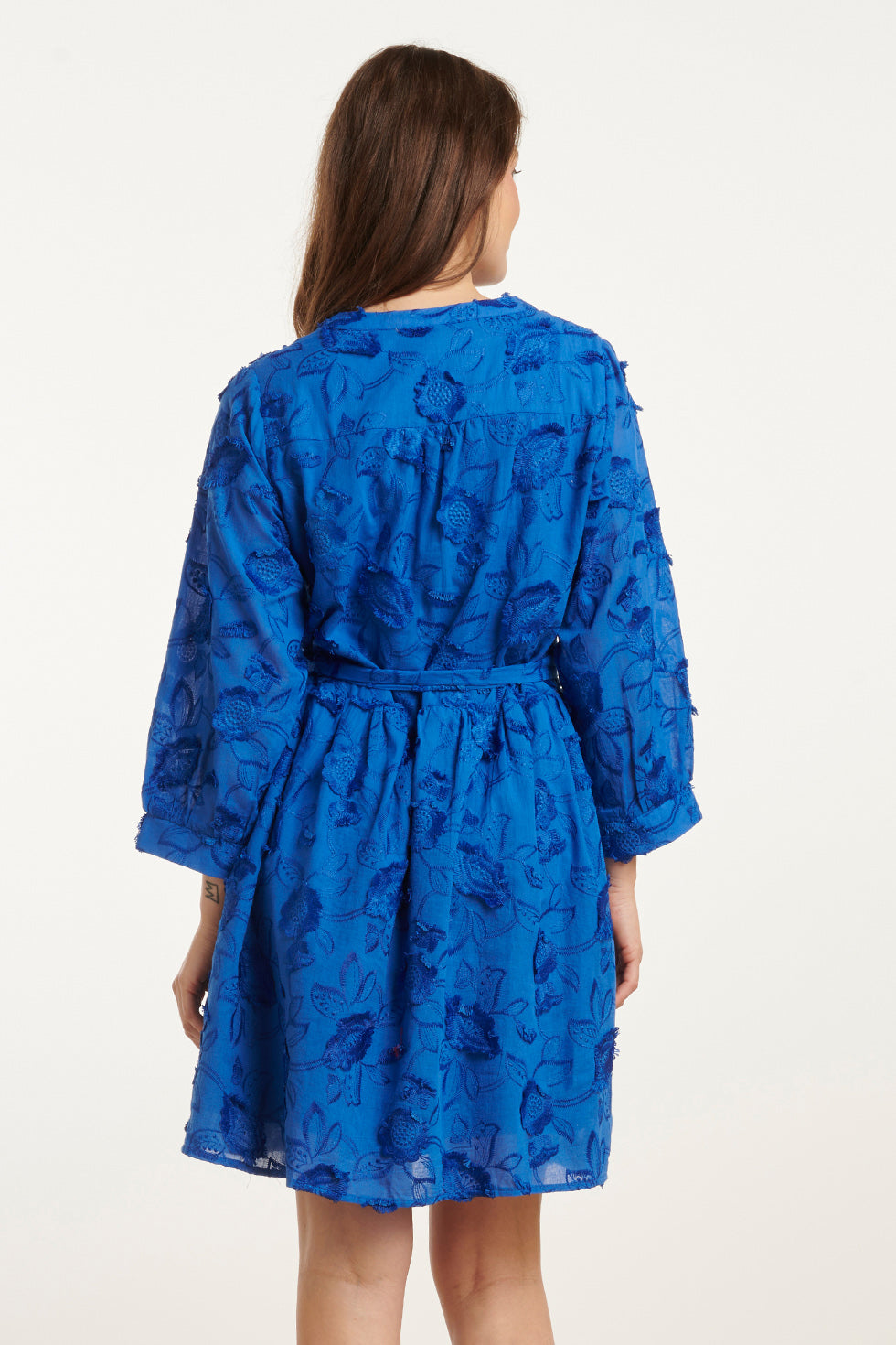 25137 Cobalt 3D Bloemen Jurk | Cobalt Blue