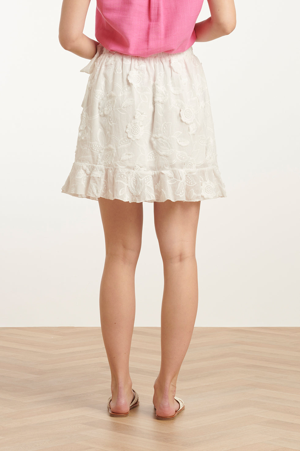 25139 Te 3D Bloemen Rok | White
