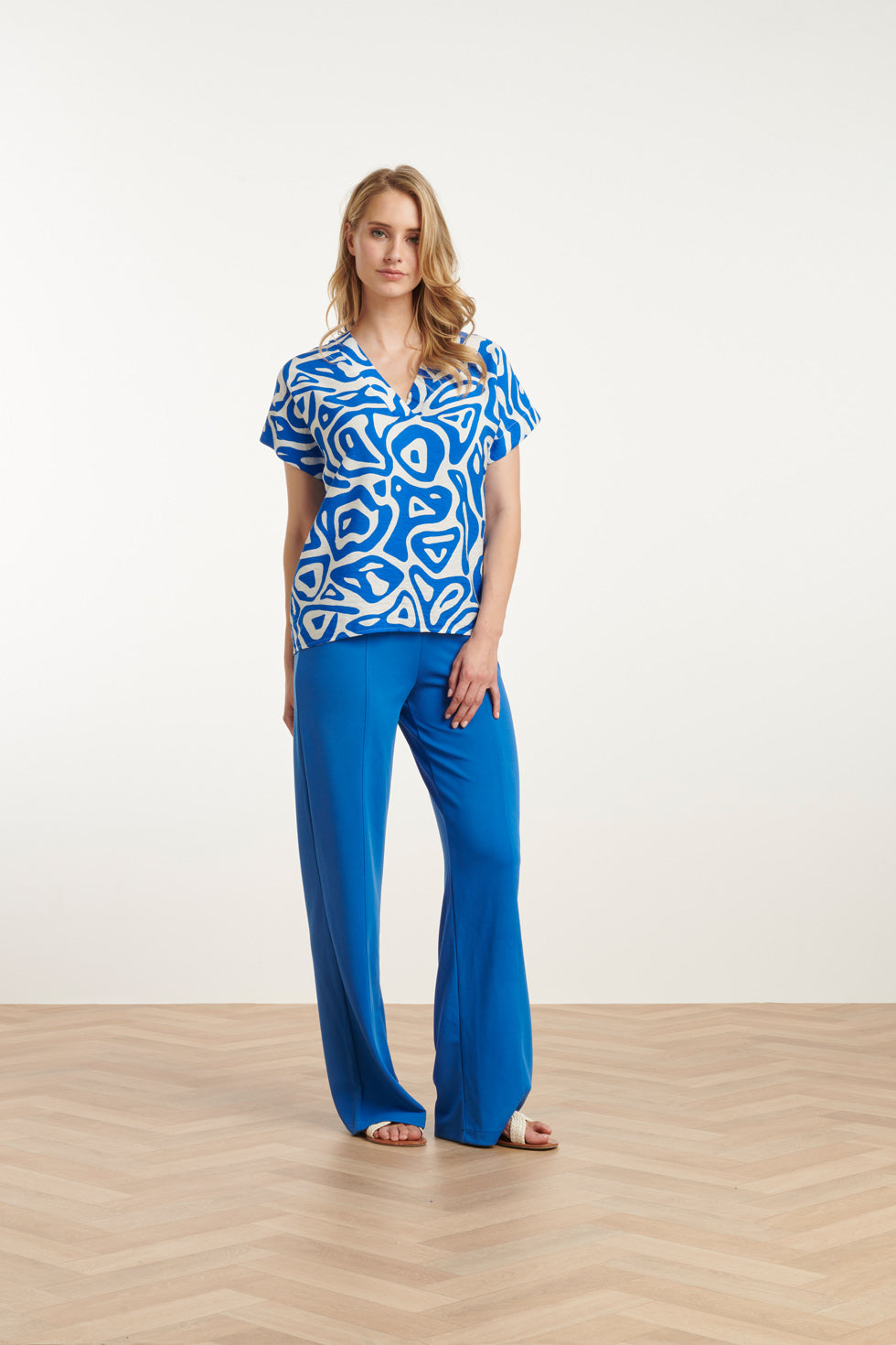 25140 Cobalt Wide Straight Leg Stretch Broek | Cobalt Blue