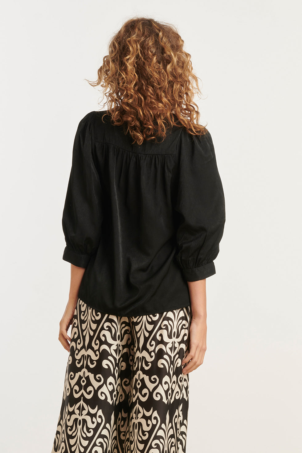 25142 E Rayon Satijnen Blouse | Black