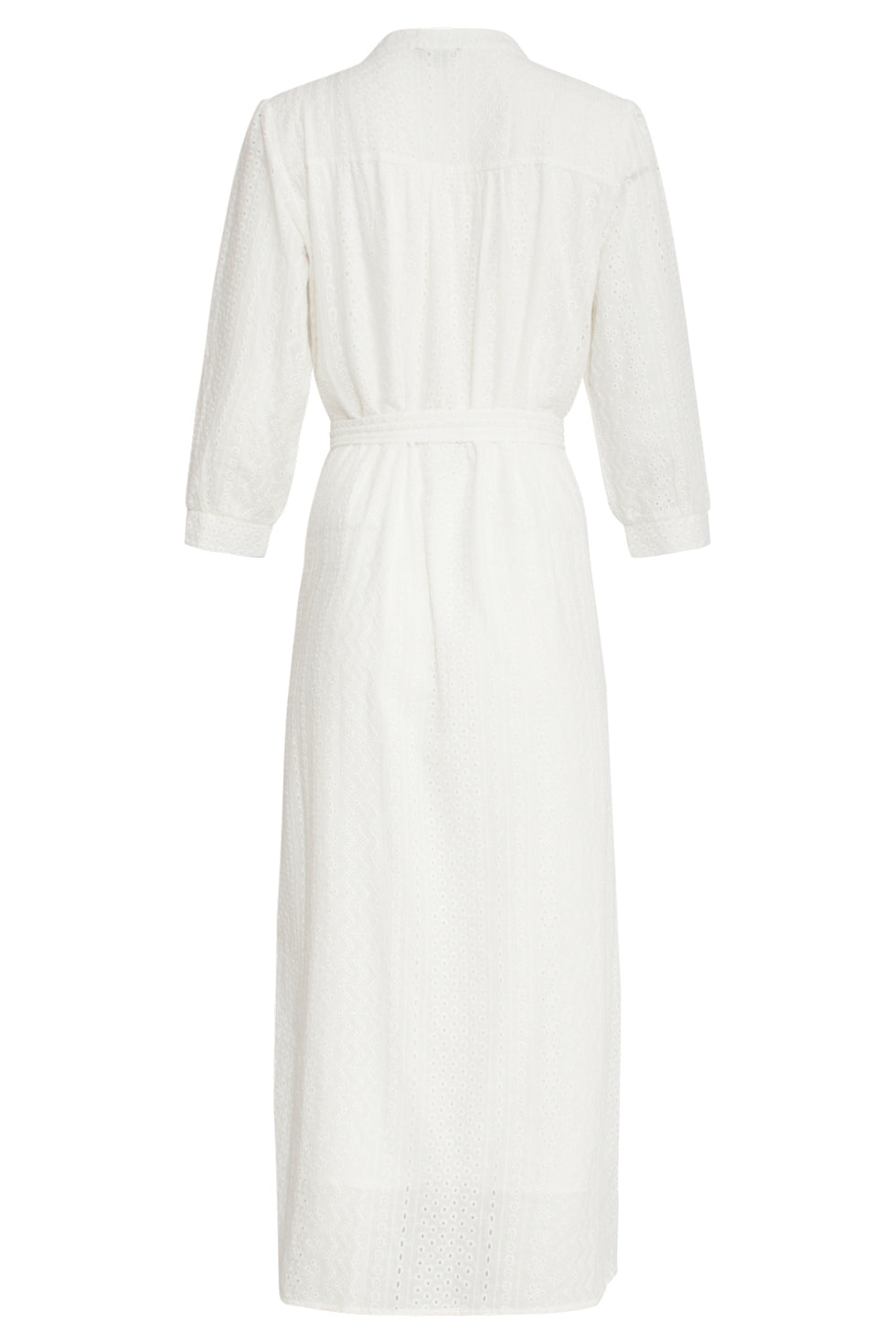 25146 Te Midi Brie Anglaise Jurk Met Knoopsluiting | White