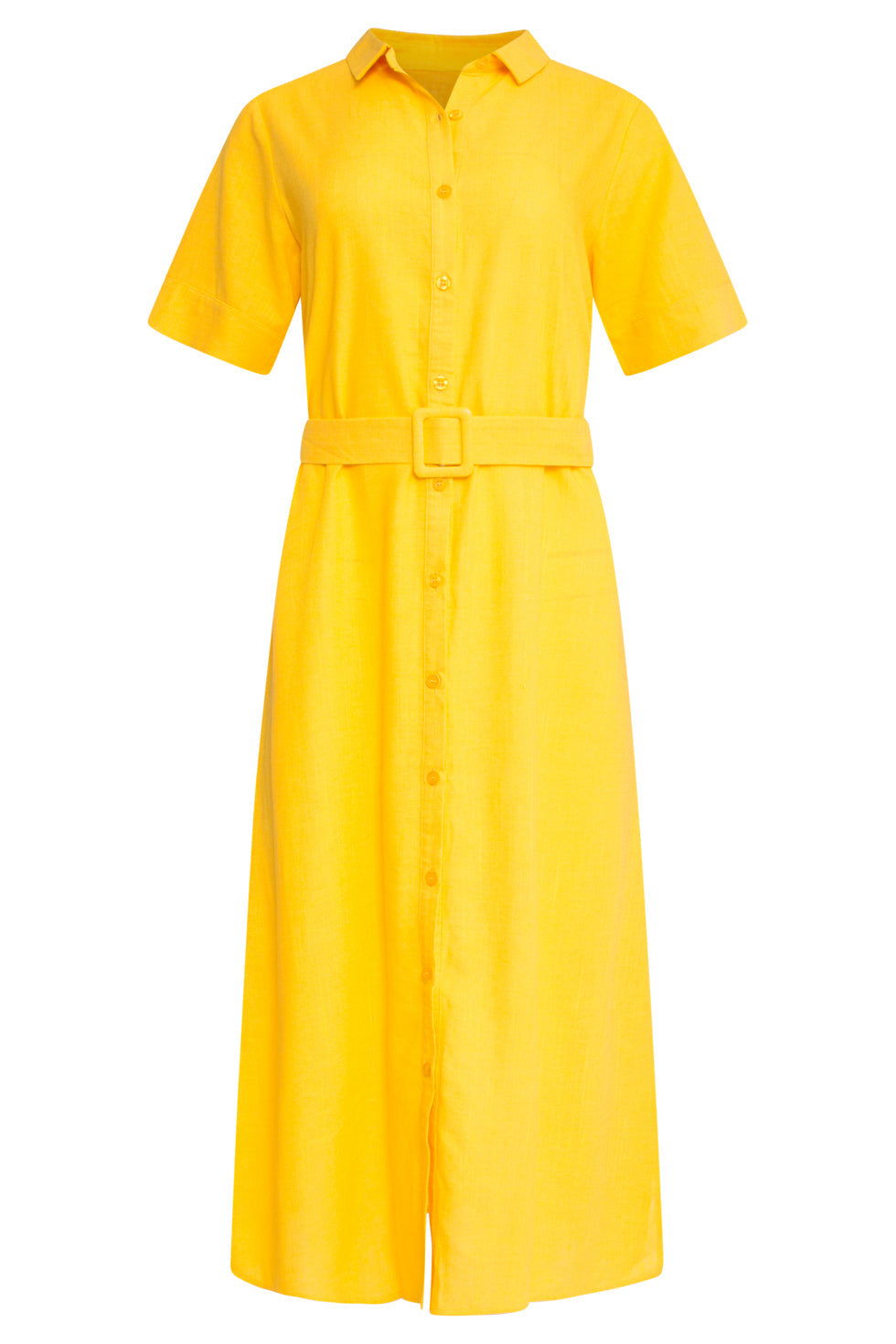 25150 Linnen Midi Shirtjurk | Yellow