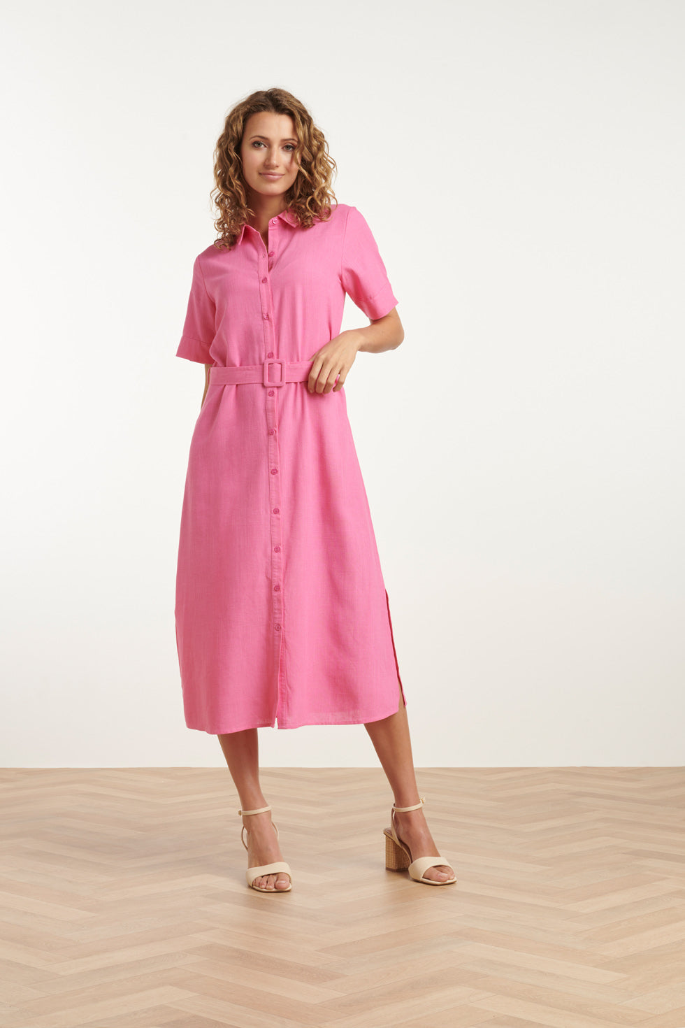 25150 Linnen Shirtjurk | Pink