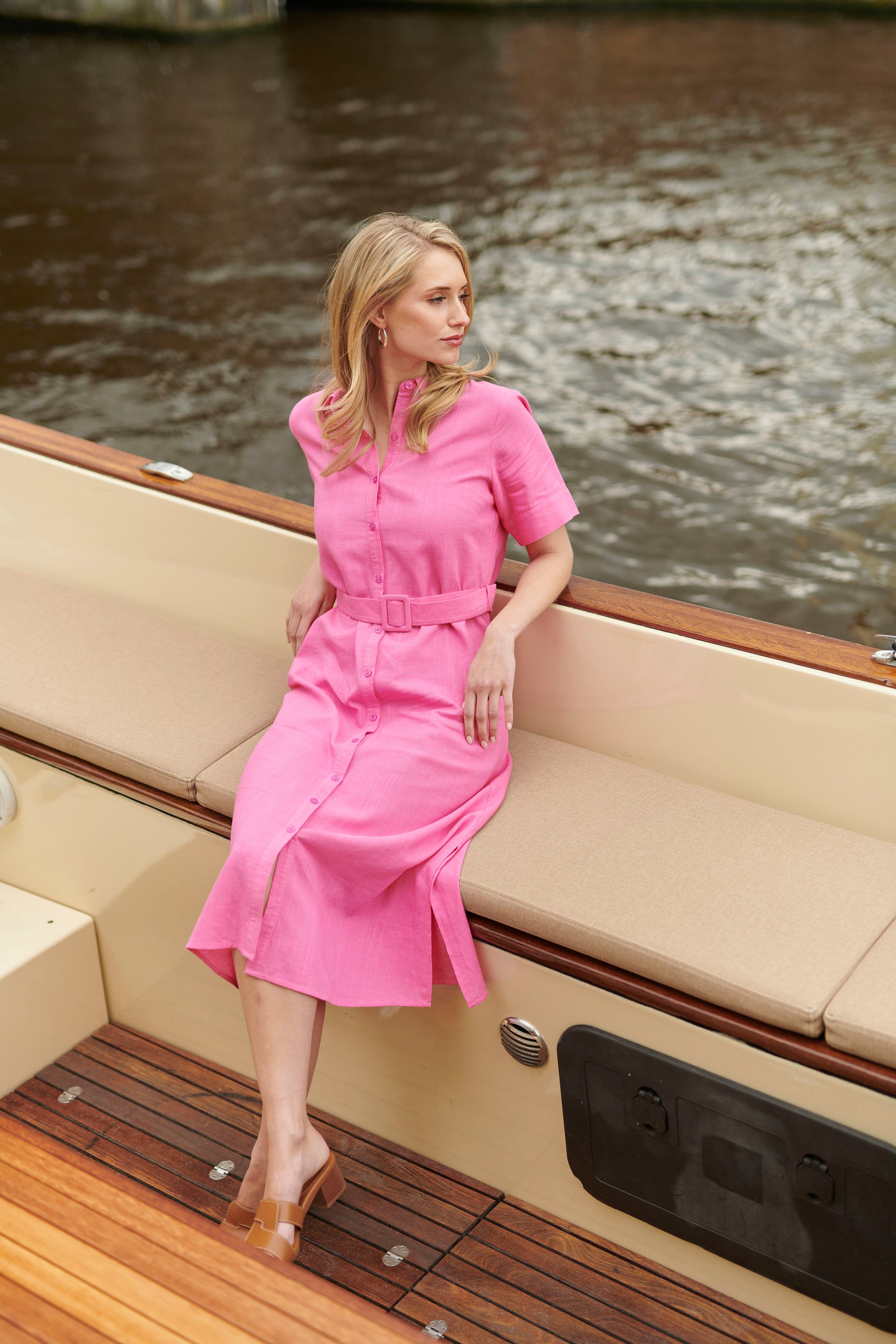 25150 Linnen Shirtjurk | Pink