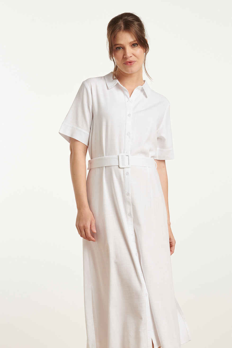 25150 Te Linnen Shirtjurk | White