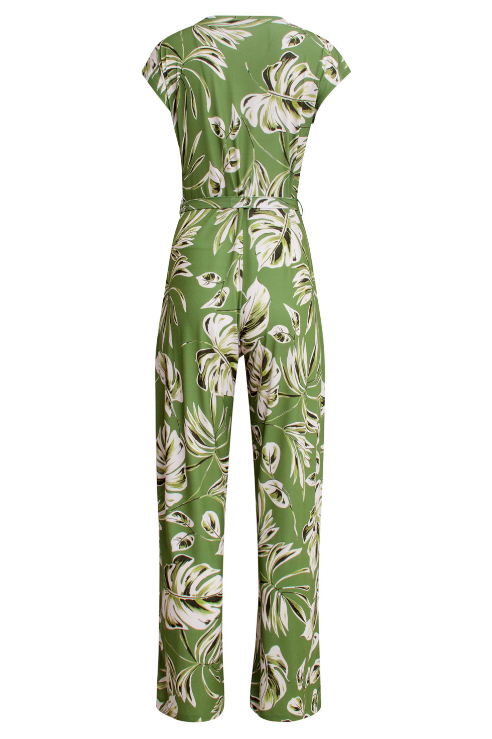 25160 Leaf Print Stretch Jumpsuit | Army-Light Green
