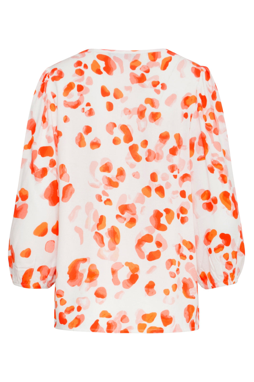25164 Perzik Animal Print Top Met V-Hals | Orange-Multicolour