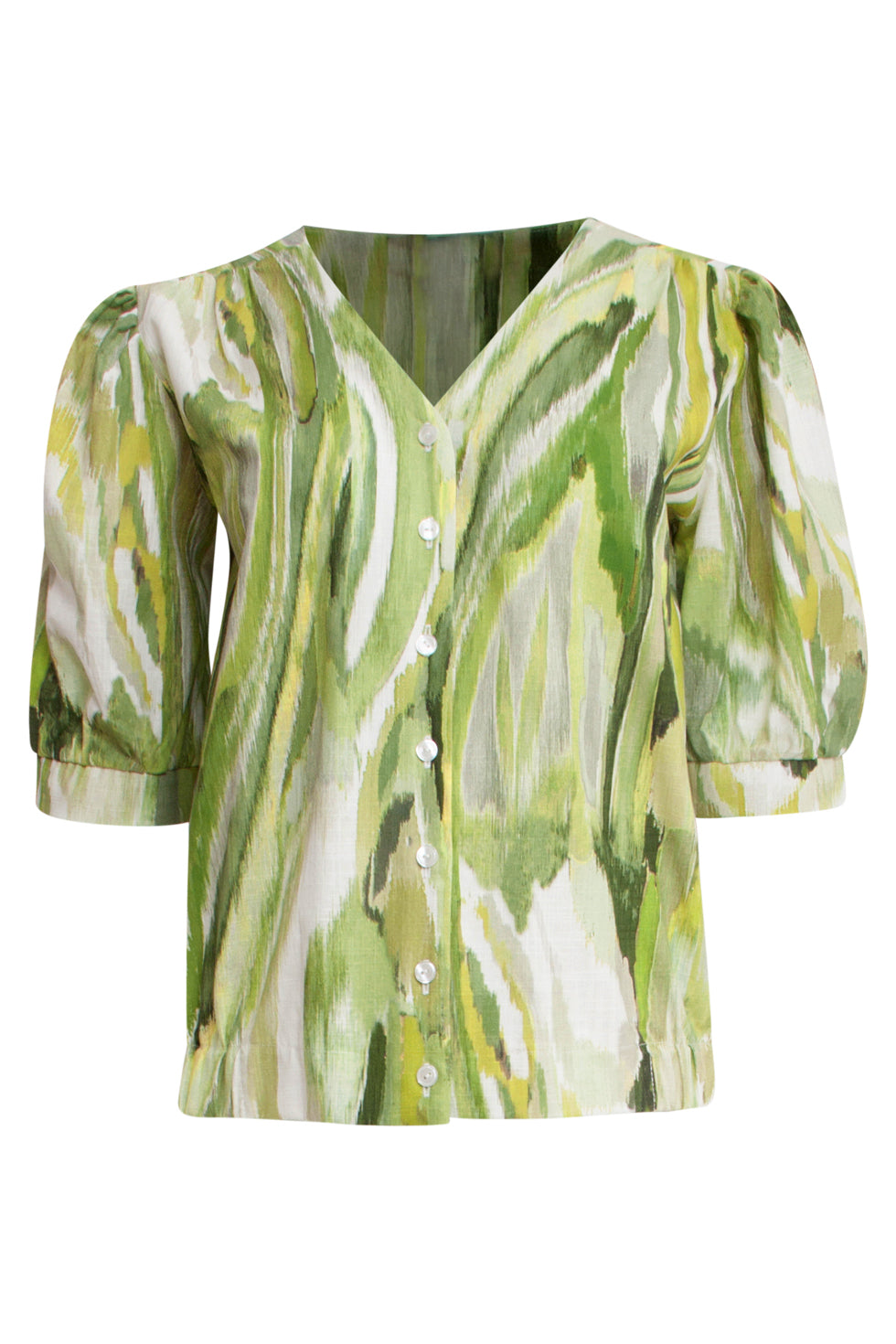 25166 Multicolour Abstract Print Top | Light Green - Muticolour