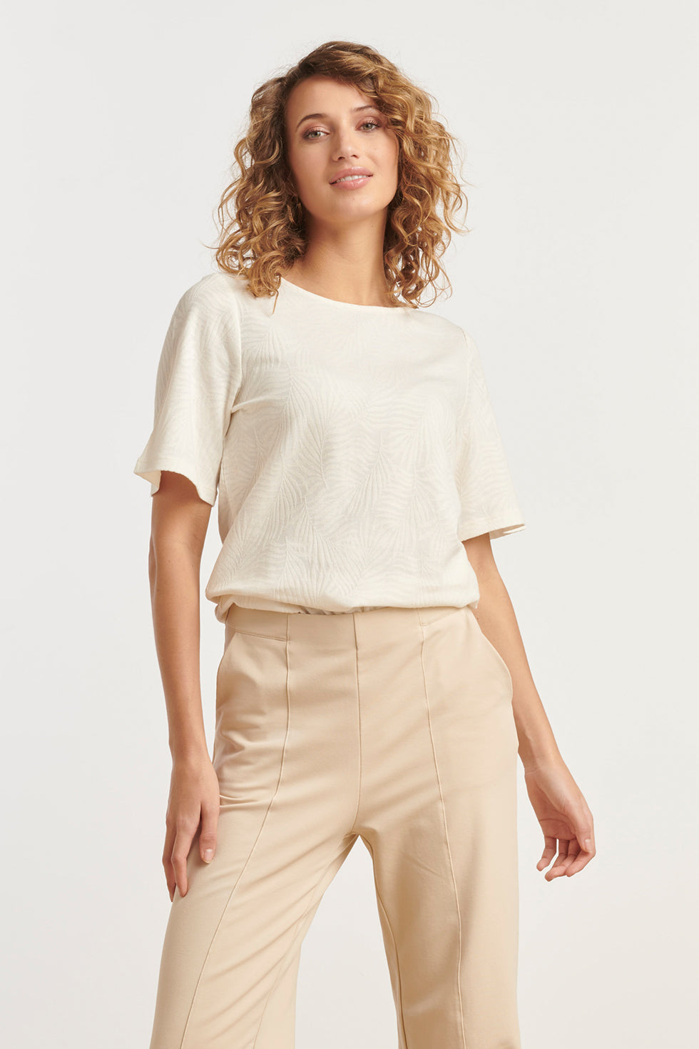 25169 Bladtextuur Top | White