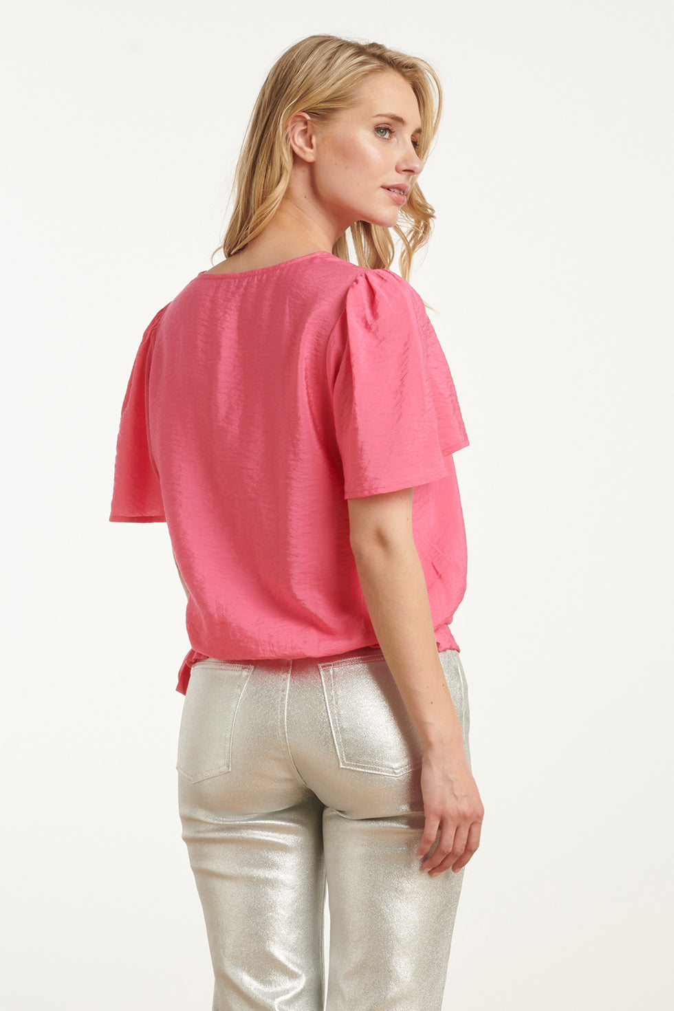 25172 Overlap Topfel Met Strik Detail | Pink