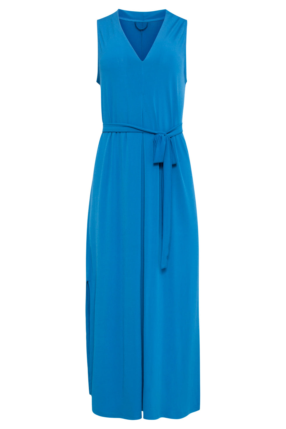 25173 Cobalt Stretch Midi Jurk Met V-Hals | Cobalt