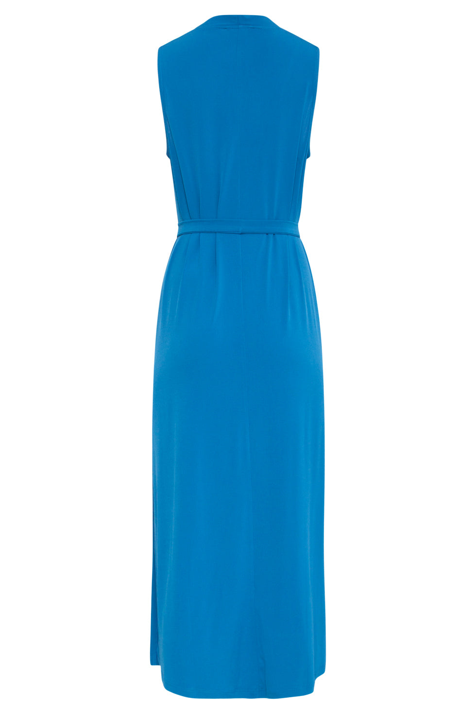 25173 Cobalt Stretch Midi Jurk Met V-Hals | cobalt blue