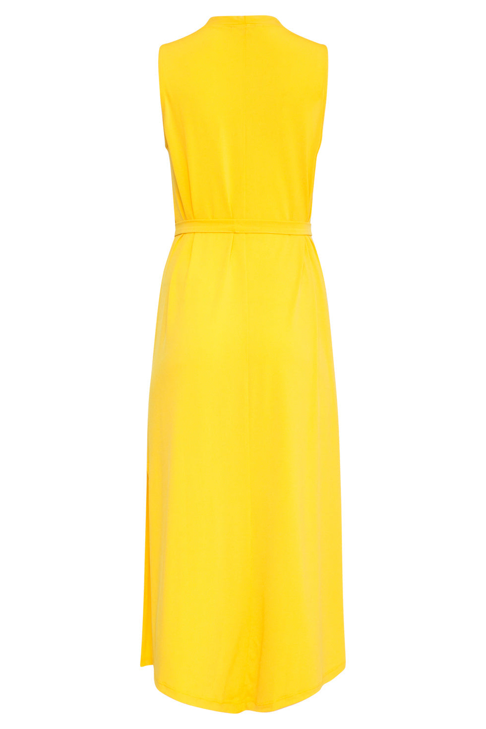 25173 Stretch Midi Jurk Met V-Hals | Yellow